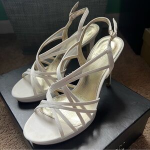 Adrianna Papell Platform Heels Adri White Satin wedding shoes